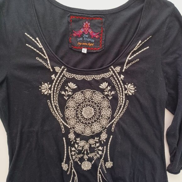 Johnny Was JWLA Dress Large Embroidered Stretch Boho Hippie Vntg Dreamcatcher - Picture 6 of 6